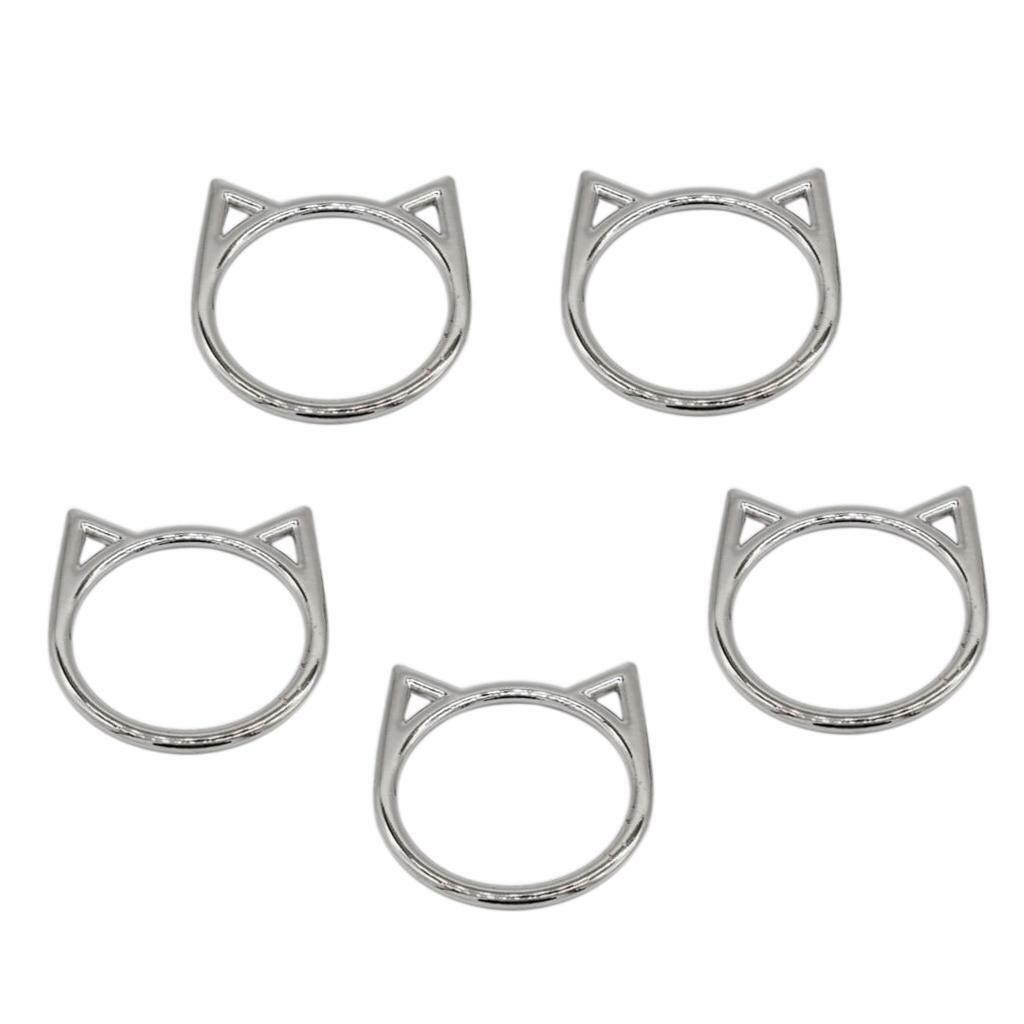 5Pcs Fashion Sliver Cat Rings for DIY Charms Leather Necklace Leg Rings