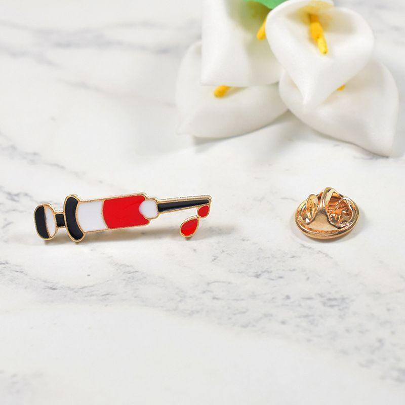 Enamel Medical Syringe Brooch Lapel Pin Fashion Jewelry Gift for Doctor Nurse
