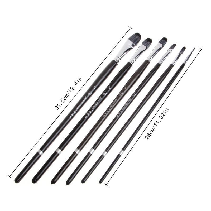 6Pcs Brushes Set for Art Painting Oil Watercolor Drawing Craft DIY Kid Artist