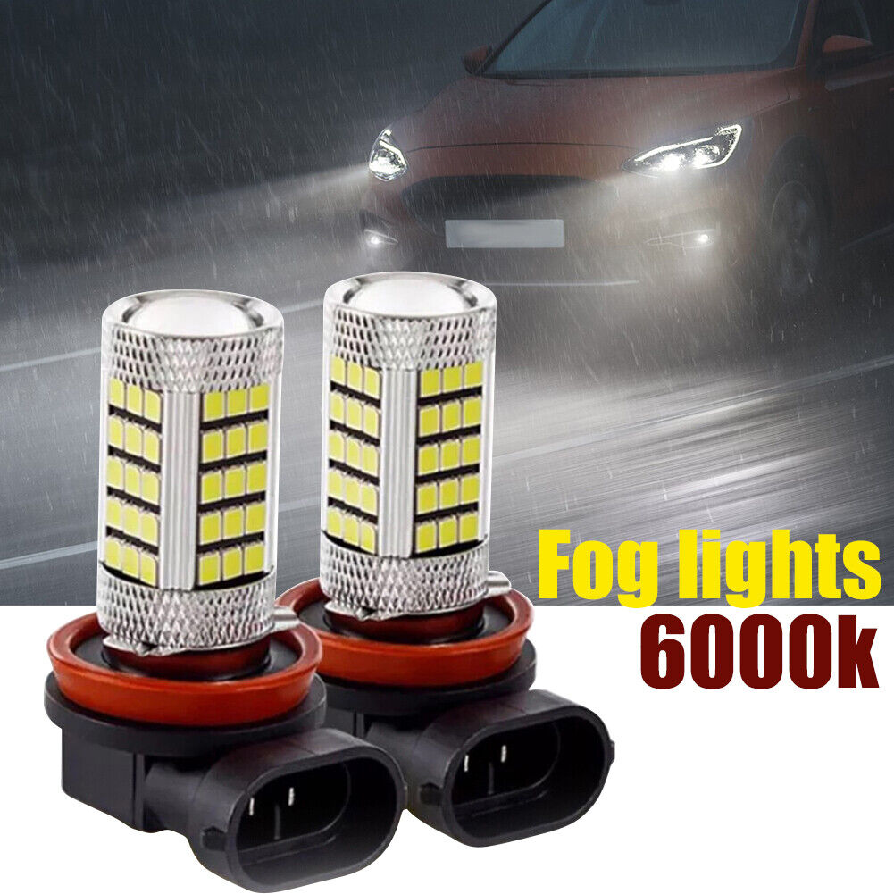 2pcs H8 LED Car Fog Light Bulbs 6000K 3030 SMD LED Fog Lamp Bulbs 12-24V