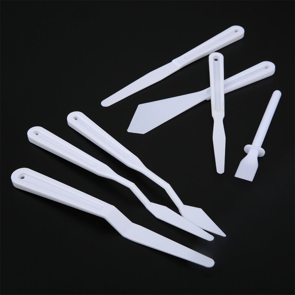 7Pcs Portable Artist Tool Plastic Palette Knives Scraper Spatula Shove Art Kits