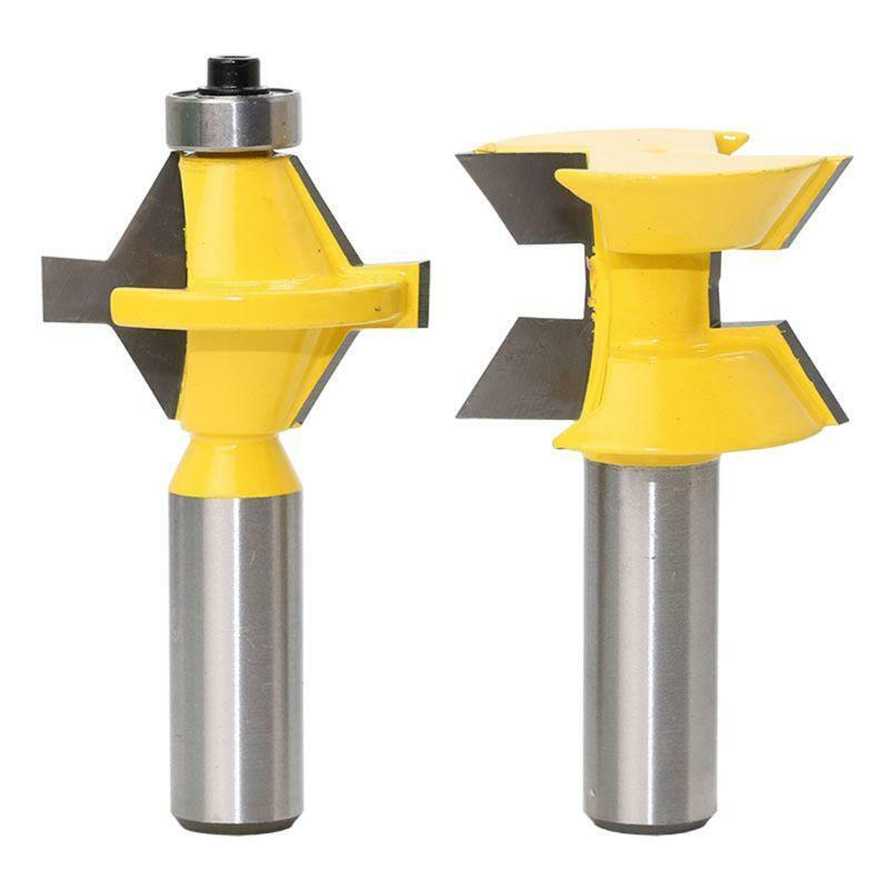 2PCS 120 Degree Lock Miter Finger Joint Router Bits 1/2'' Shank Milling Cutter