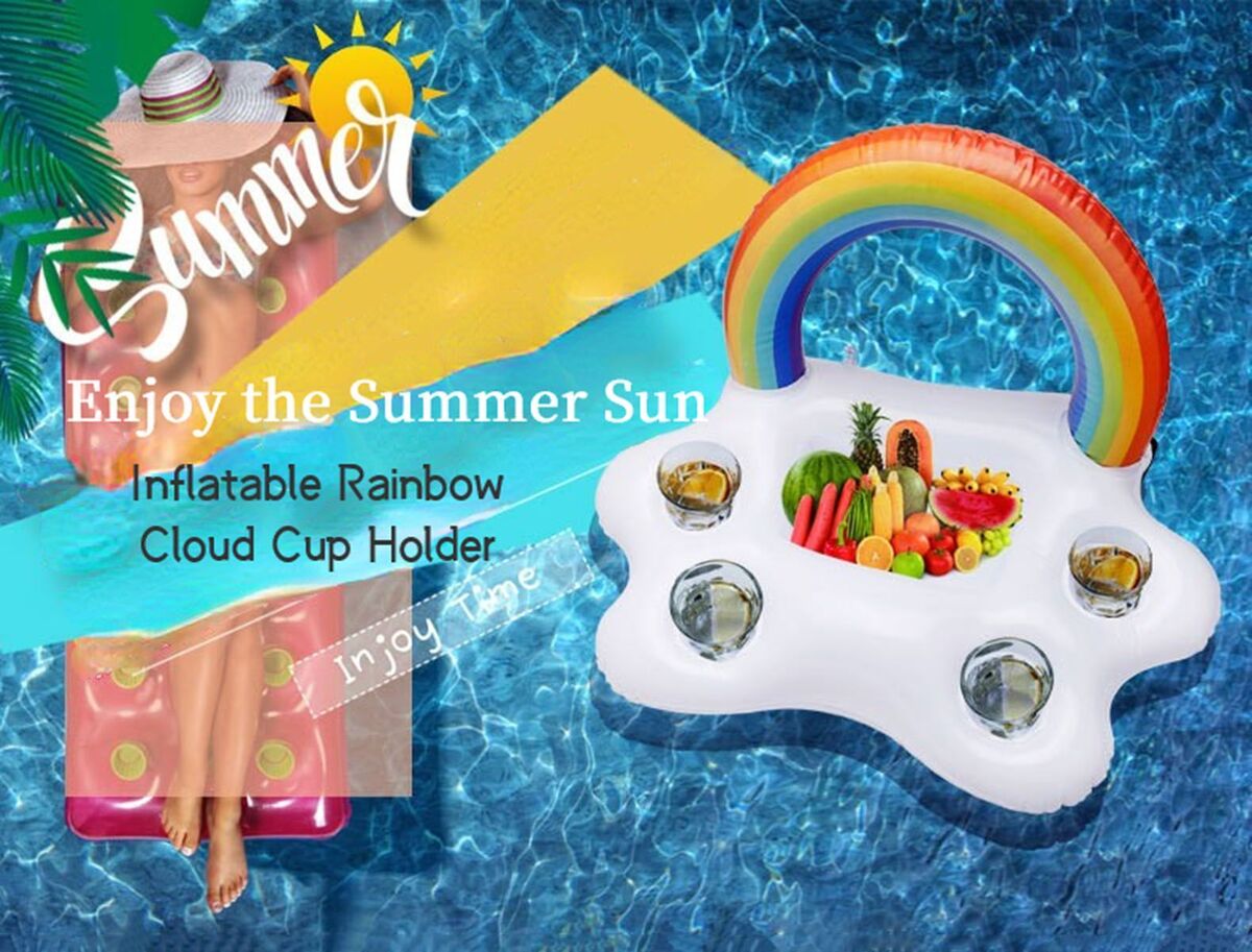 Beer Drinks Summer Pool Rainbow Cloud Cup Holder Table Bar Tray Drinking Cooler