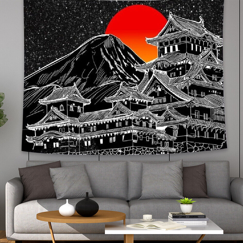 Multifunction House Red Sun Wall Tapestry Hanging Blanket Rug (200x145cm)