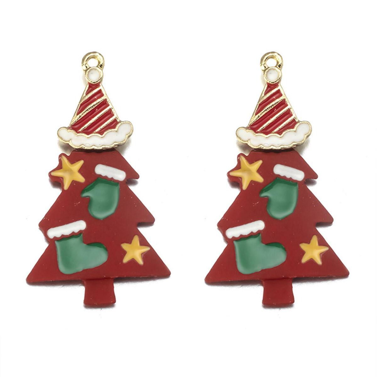 20x Cartoon Charms Christmas Theme Enamel Pendants Necklace Jewelry Making