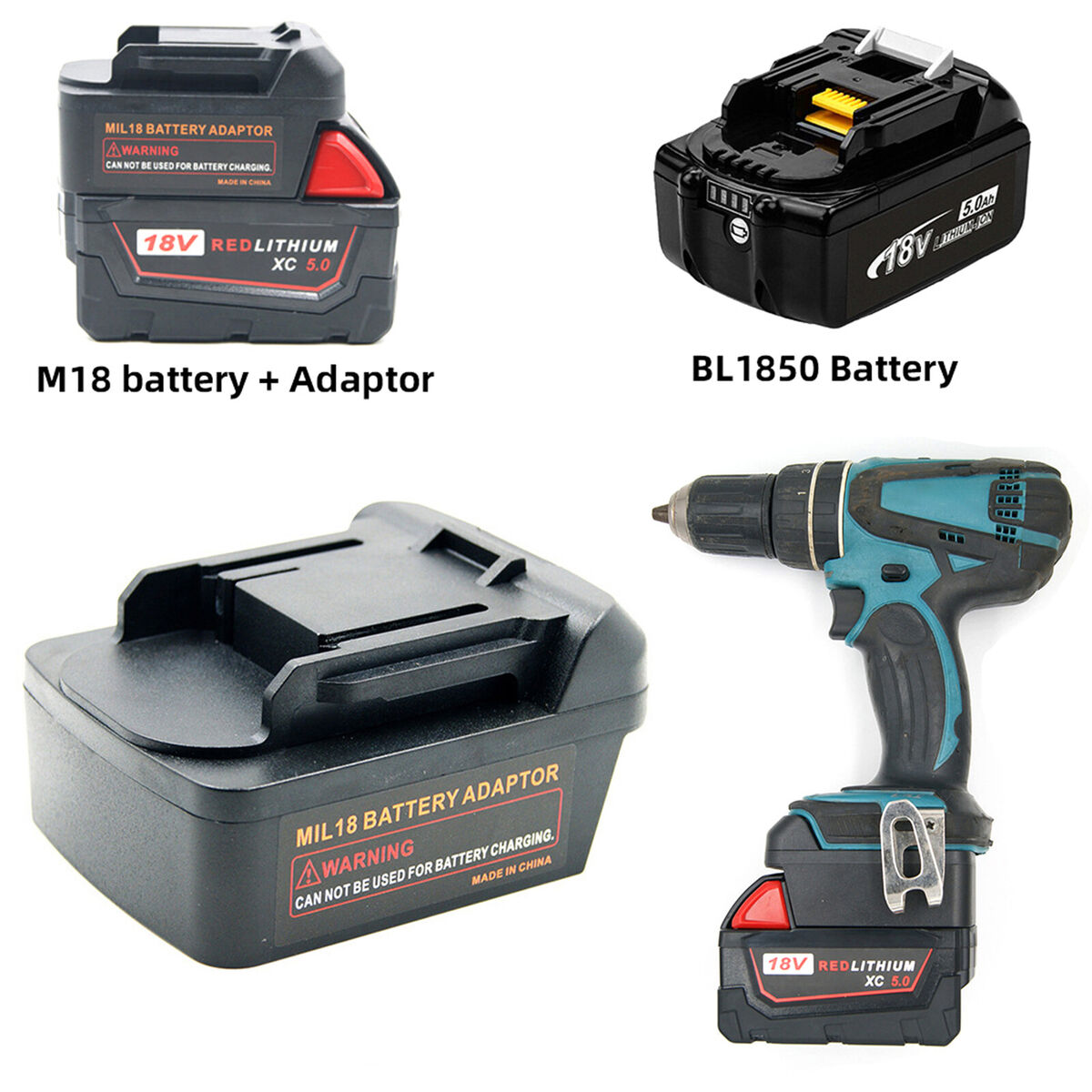 18V Li-ion Battery to Makita 18V Li-ion Battery Tools Adapter For Milwaukee M18