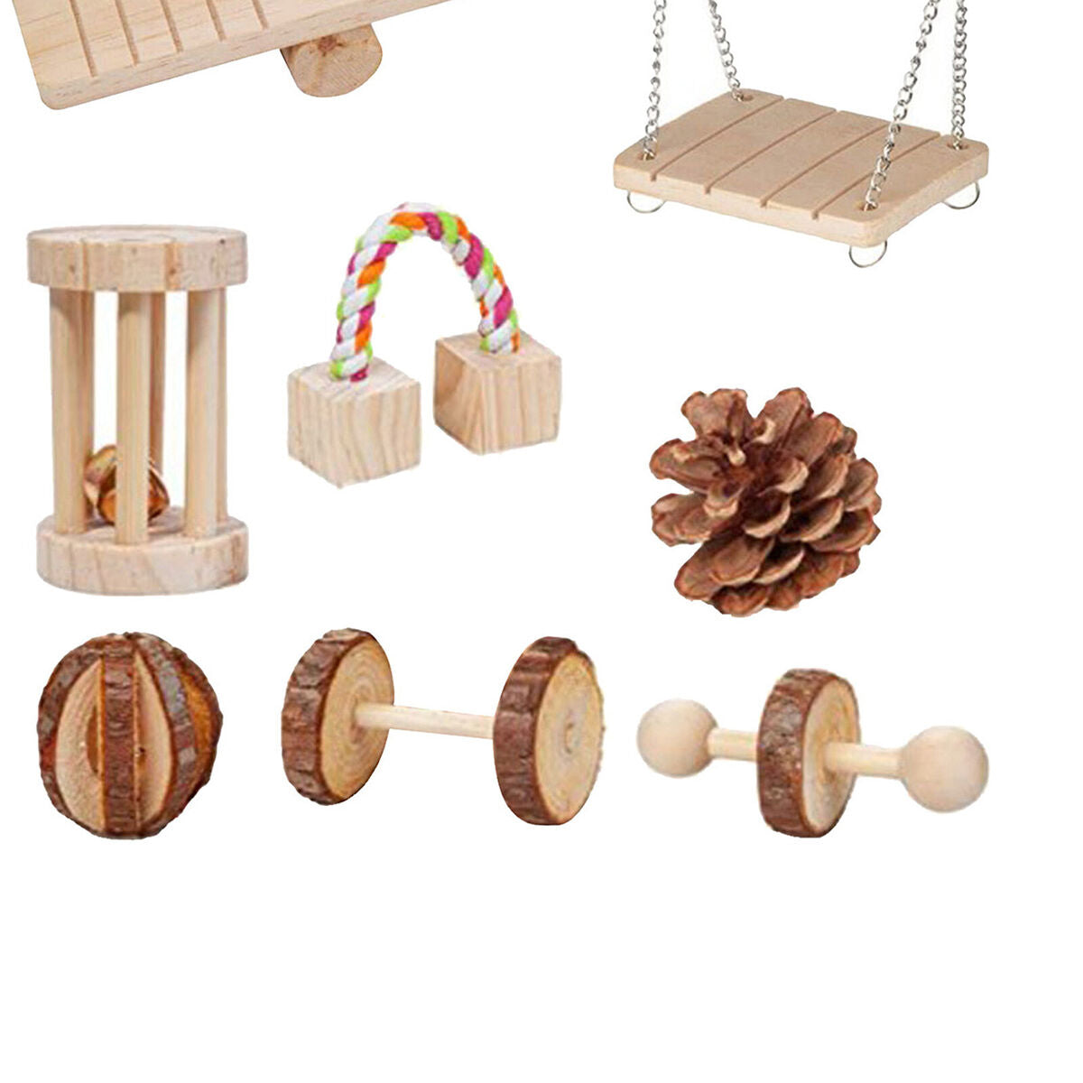 10x Wooden Hamster Chew  for Guinea Pig Unicycle Molar String