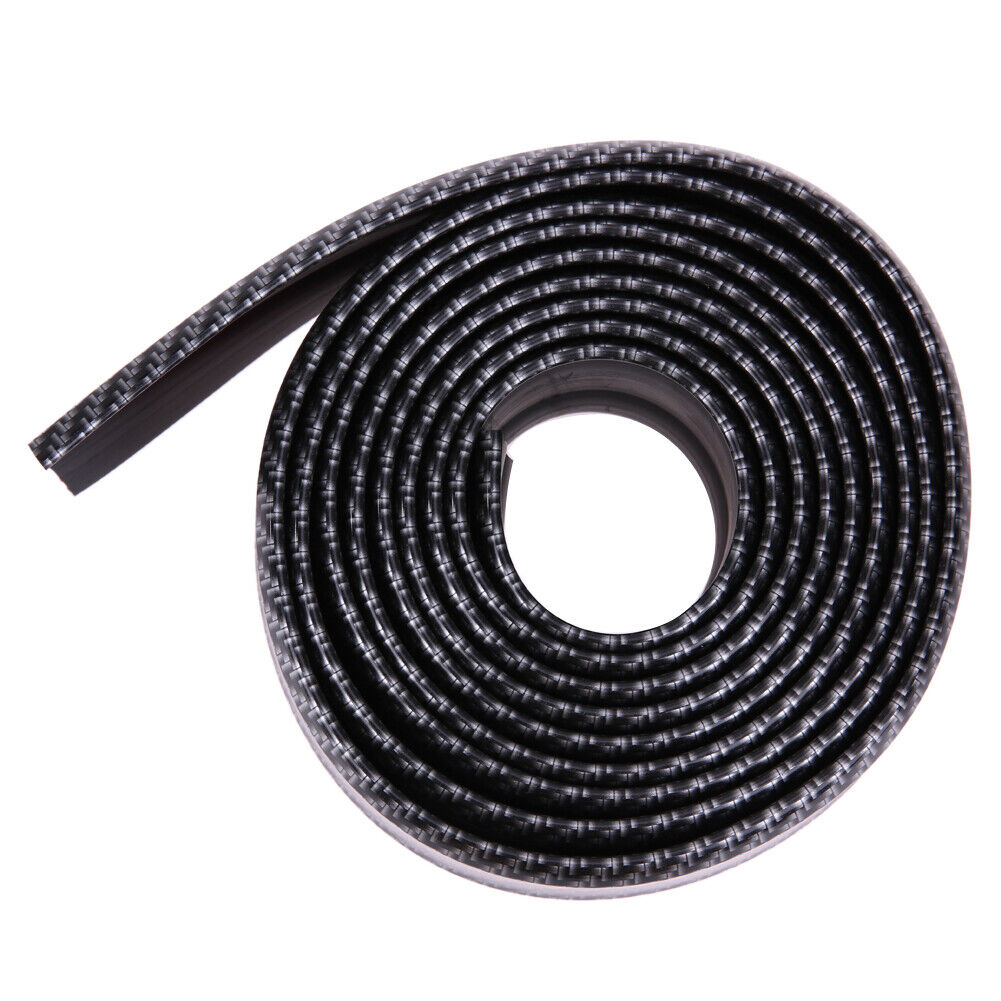 Black Soft Carbon Fiber Car Rubber Bumper Strip  Outside Bumper Front Lip