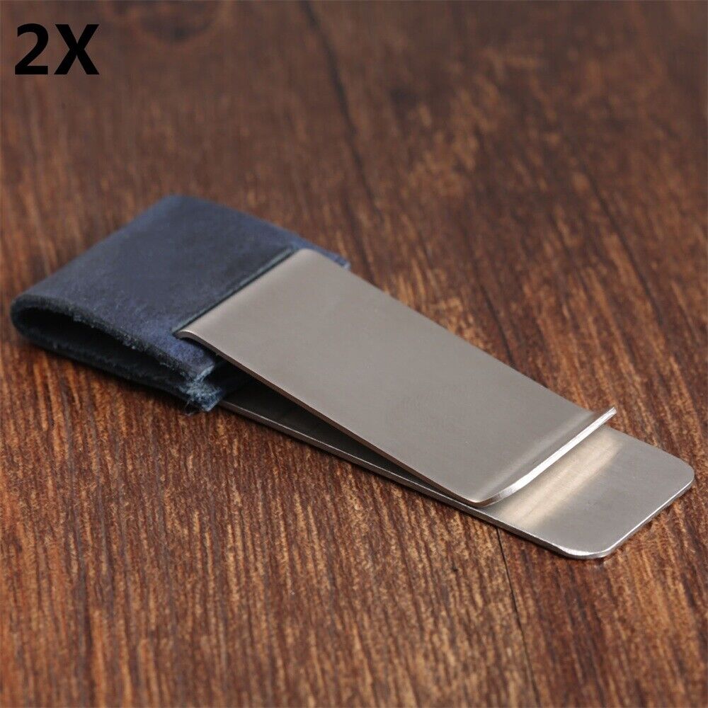 2 Set Blue Leather Pen Holder Organizer Clip For Notebook Diary Journal Passport