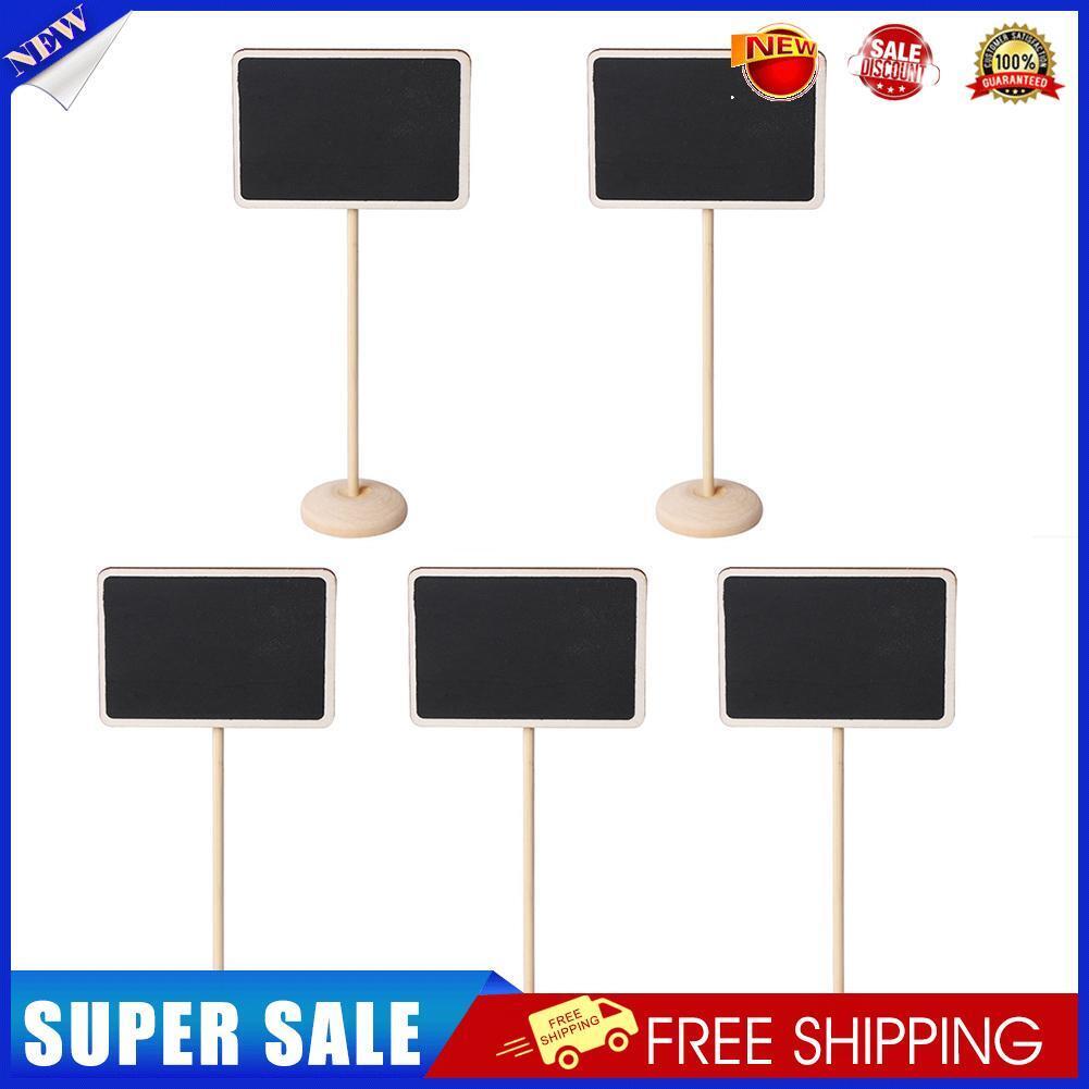5pcs Mini Wooden Chalk Blackboard Signs Chalkboard Message Board (Square)