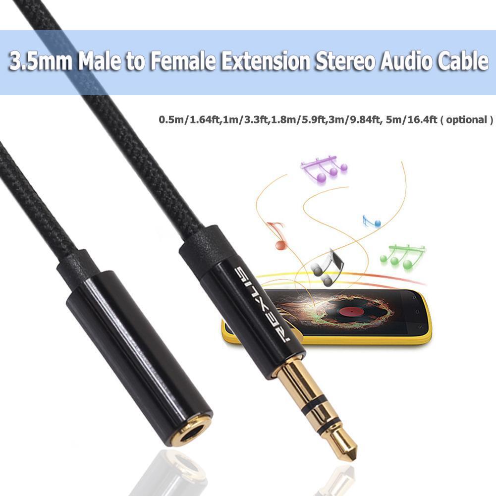Braided Headphone Extension Cable 3.5mm Jack Male to Female Audio Cord