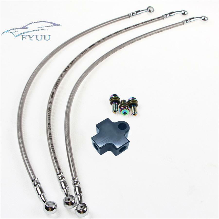 Hydraulic Brake Hose Pipe Tee Black Connector 3way For Dirt Pit Bike ATV System