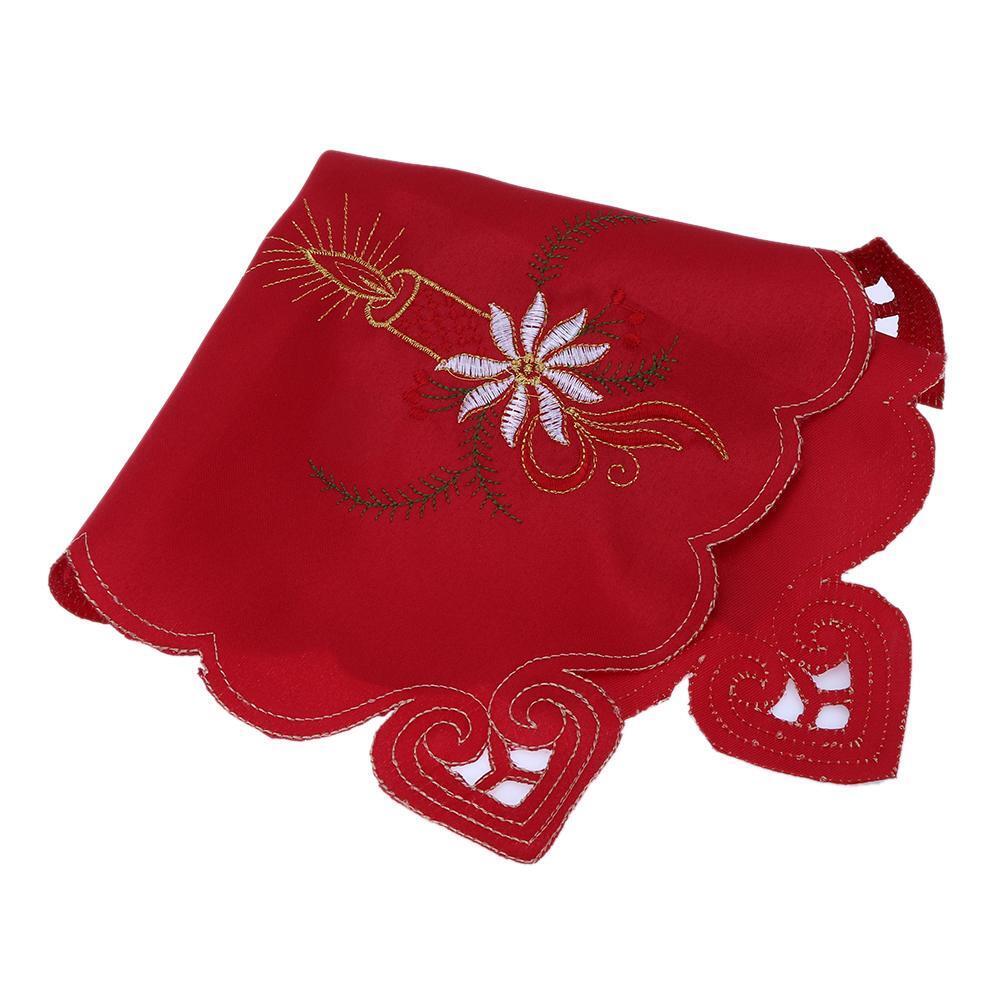 Christmas Embroider Hollow Dining Cup Pad Mat Party Dish Pad(Candles)