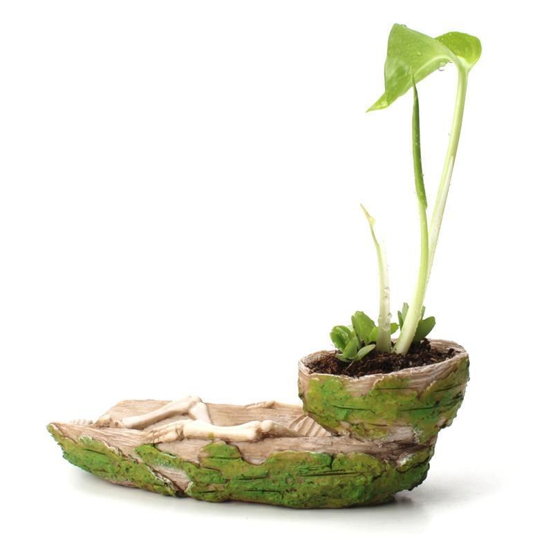 Skeleton Reptile Food Bowl Amphibian Pet Cage Rock Decoration Water Injection