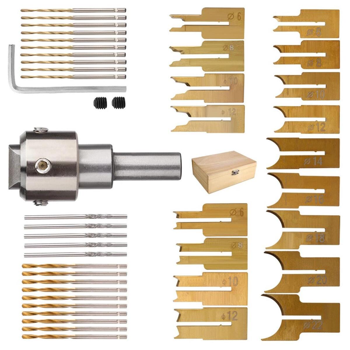 52Pcs Wooden  Drill  Spherical Buddha  6mm-22mm with Case