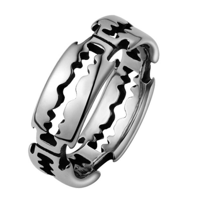 Adjustable Jewelry for Women Girl Blade Shape Band Ring Open Ring Hip Hop Style