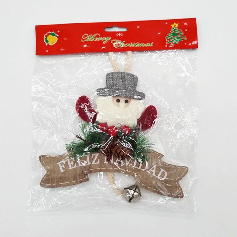 3Pcs Christmas Tree Wooden Pendant Santa Elk Hanging Sign Plaque with Pine Cone
