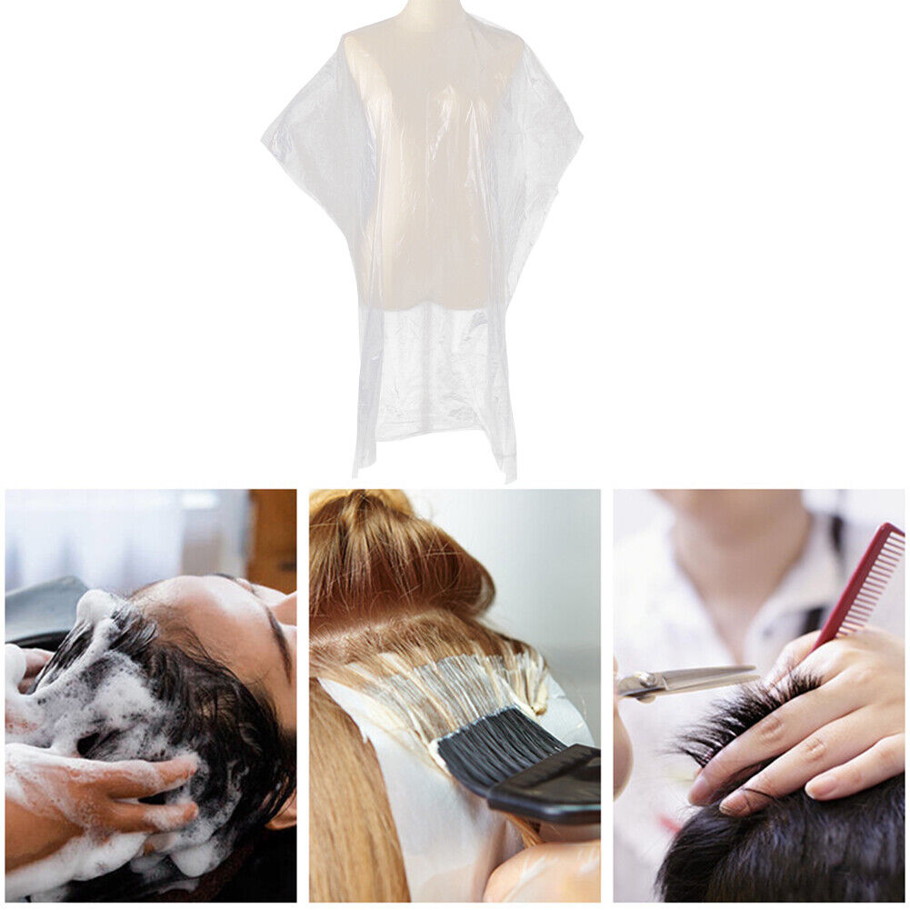 50pcs Waterproof Disposable Apron Salon Hair Cut Perm Dye Cape Gown Wrap