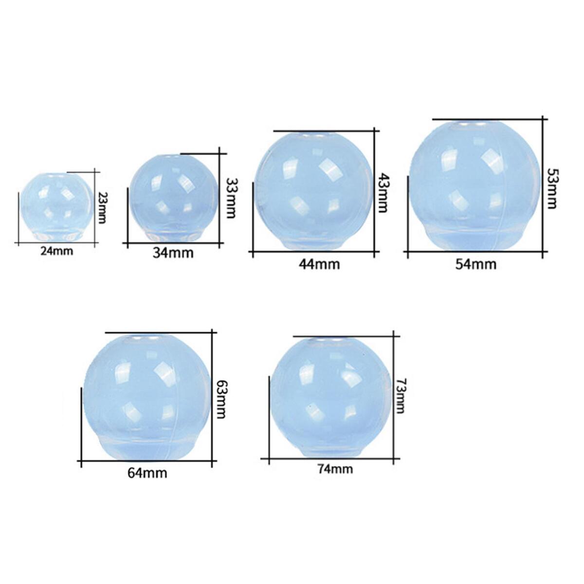 6 Pieces Silicone Ball Mold Decoration Craft Making Art DIY Jewelry Polymer Clay