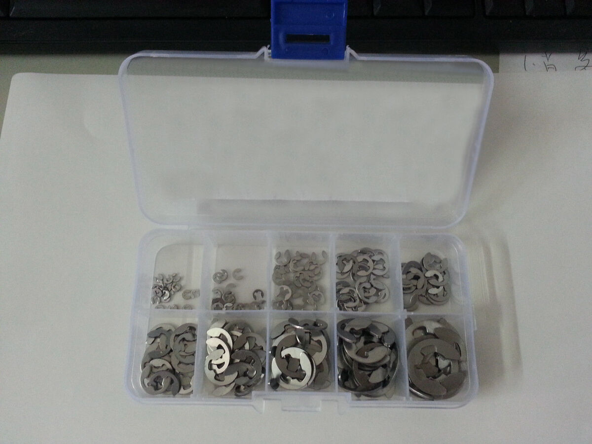 200Pcs E-Clip Assortment Kit 1.5 2 3 4 5 6 7 8 9 10 mm 304 Stainles Steel