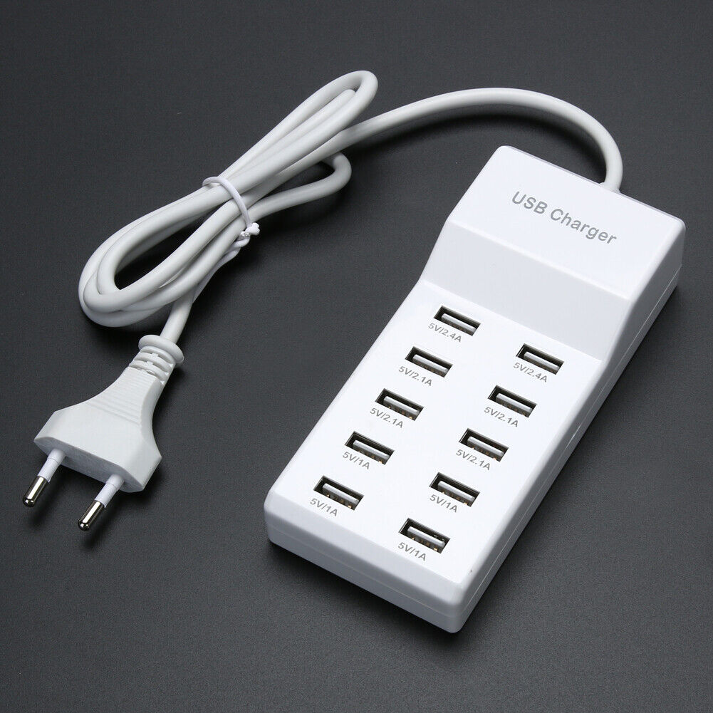 10 Port USB Home Travel Wall AC Charger Fast Charge Power Strip Adapter
