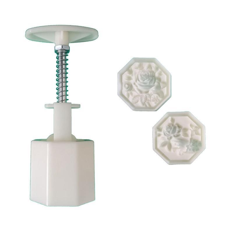 50g Plastic Mooncake Molds Mooncake Stamps Moon Cake Mold Creative Rose Shapes