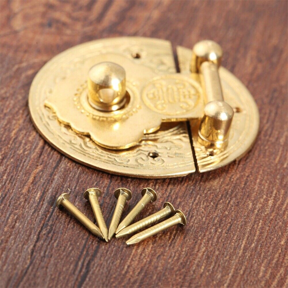 Small Classic Jewely Wooden Box Lock Latch 6 Nails 36mm/1.42" Chinese Tradition