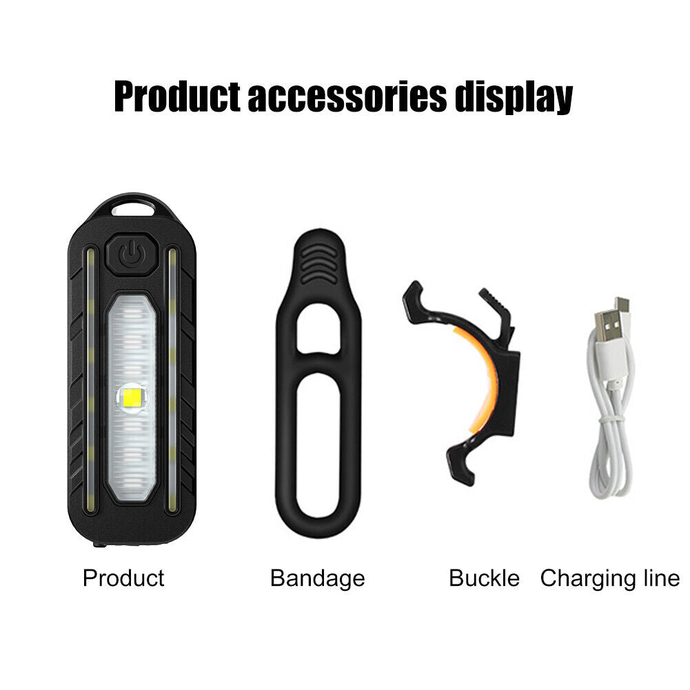 LED+COB+SMD MTB Bike Light USB Rechargeable Multifunction Warning Lamp (B)