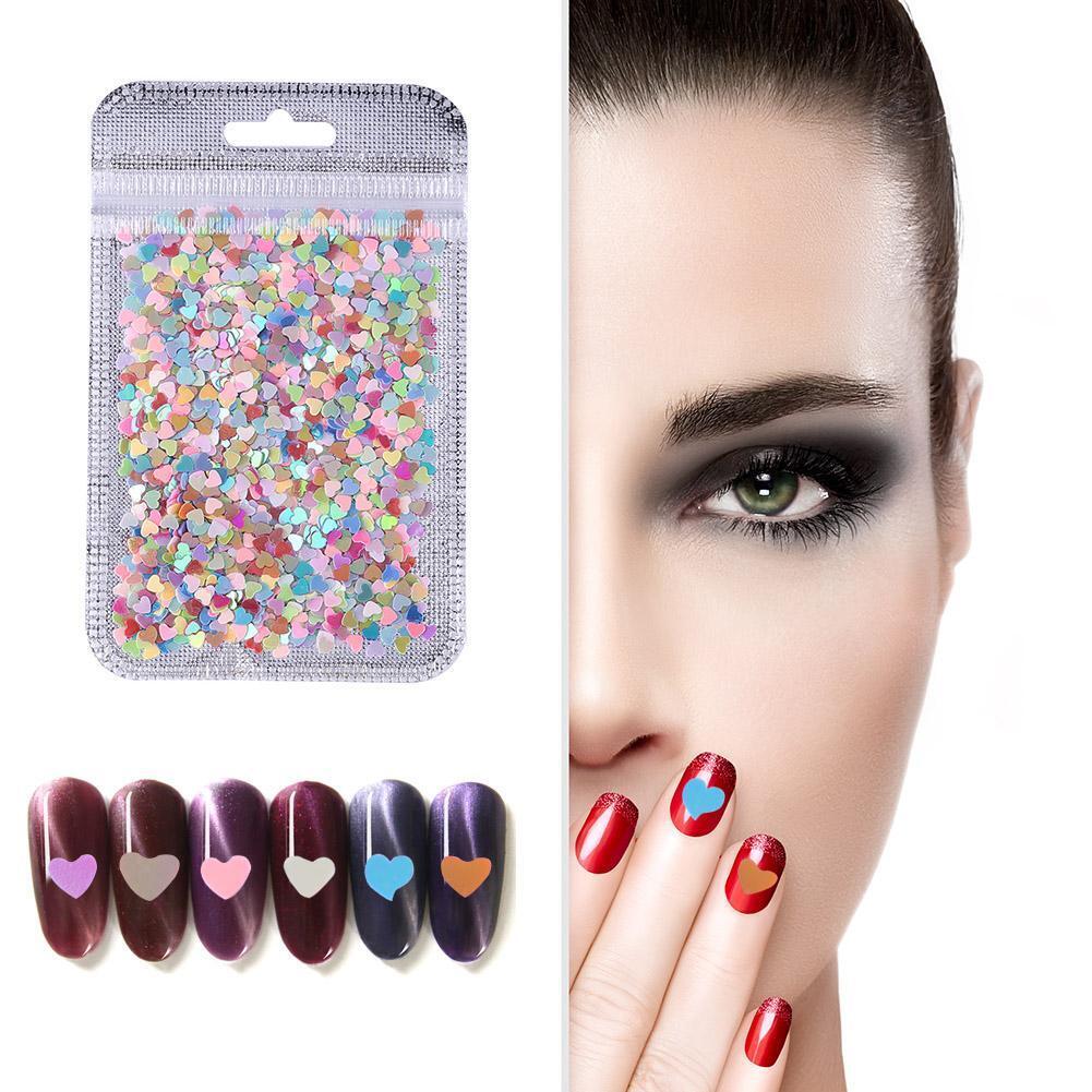500pcs/bag Colorful Flashing Film DIY Solid Peach Heart Nail Glitter Sequin