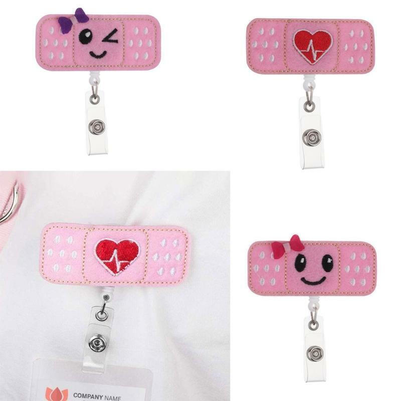 3Pcs Felt Nurse ID Badge Reel Holder Retractable Bandage Badge Holder for Women
