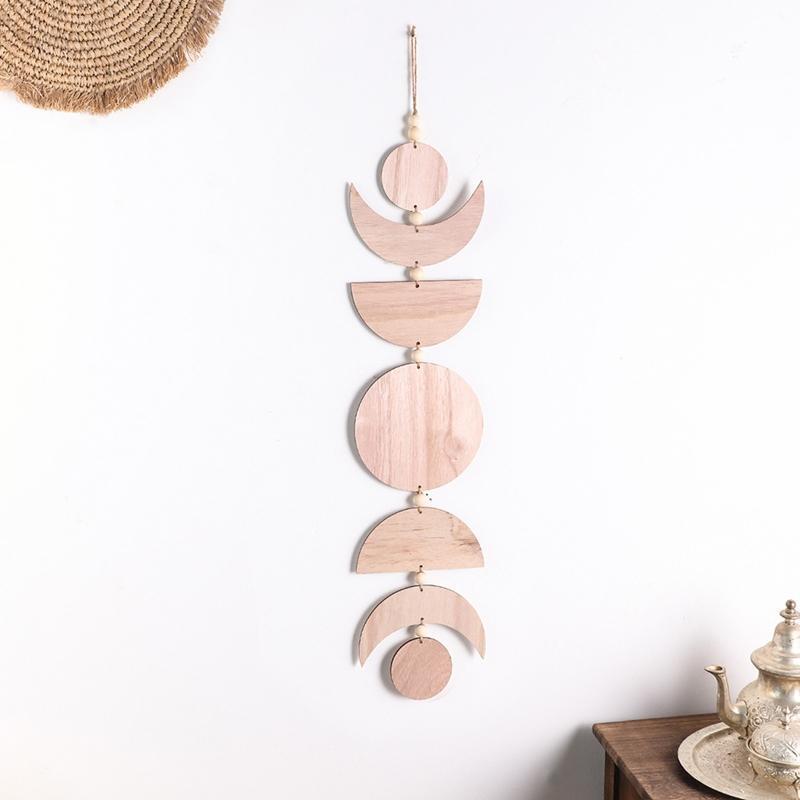 Wooden Moon Sun Shape Wall Hanging Decoration Party Backdrop Bohemian Home Decor