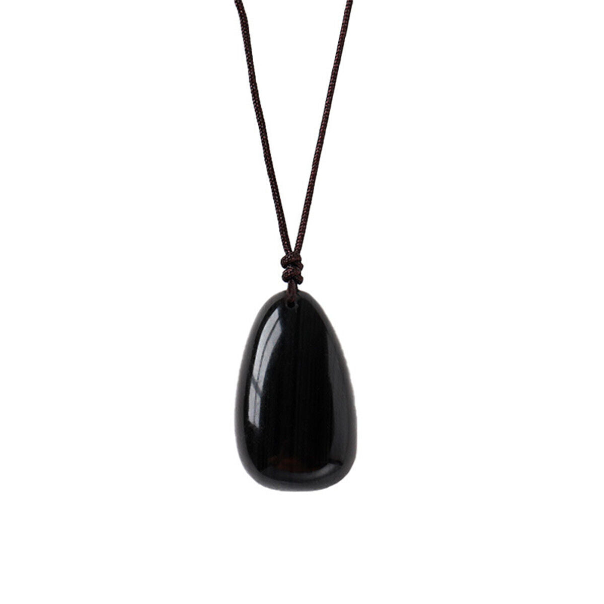 Natural Black Obsidian Waterdrop Pendant Necklace Women Men  Amulet Jewelry Gift