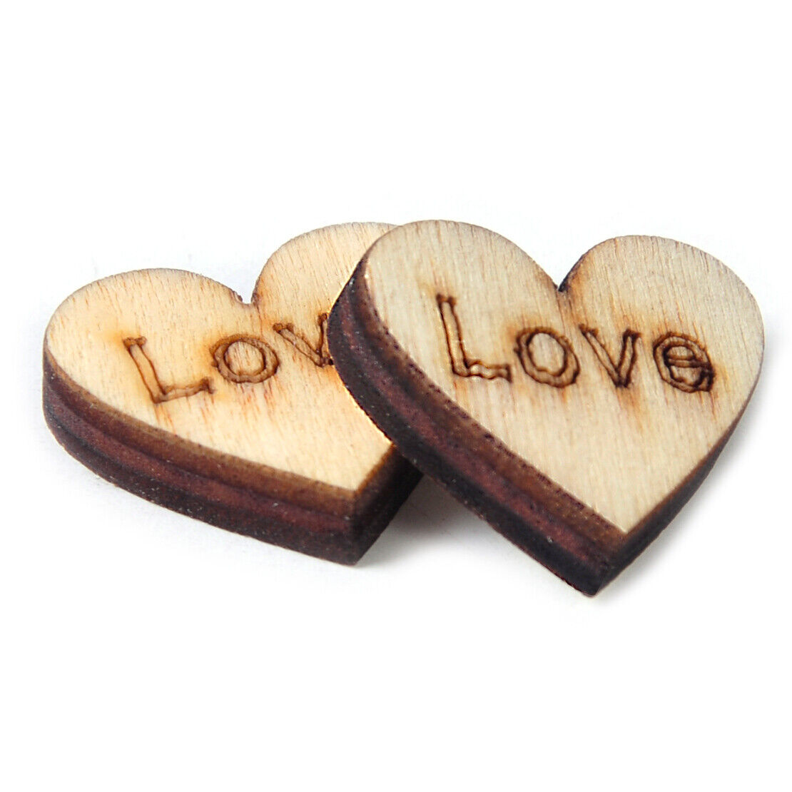 50x Wooden Love Hearts Wedding Charms Craft Scrapbook Card Embellishment Li