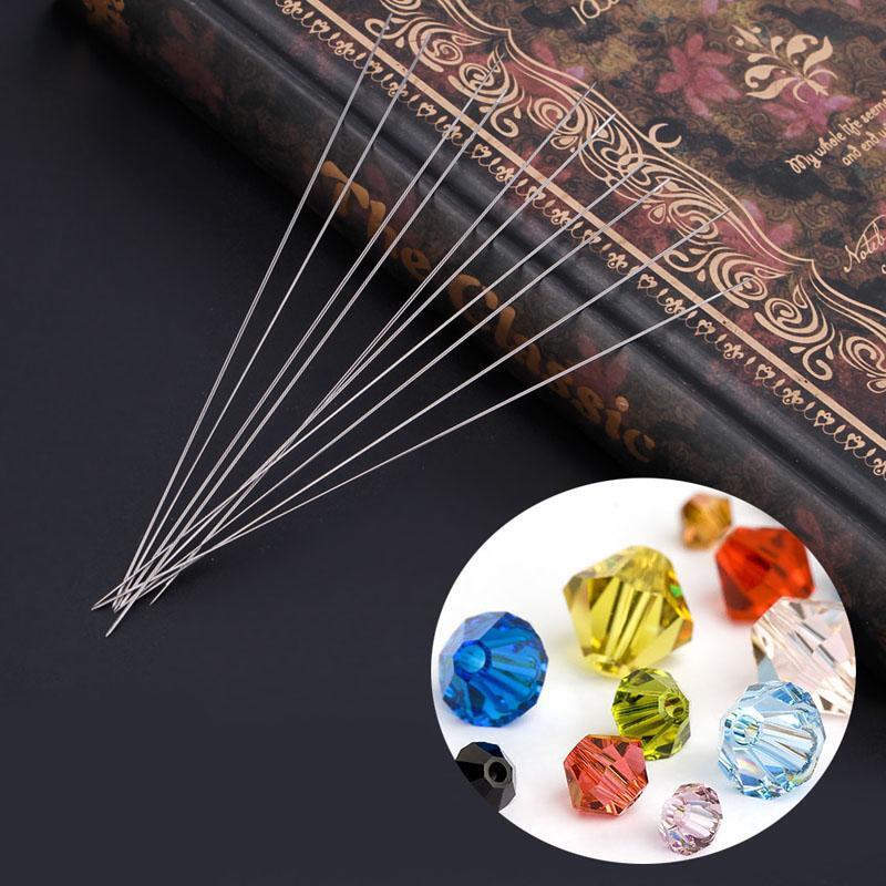 10x Big Eye Curved Beading Needles Threading String Cord Jewelry Tool 0.6x 100mm