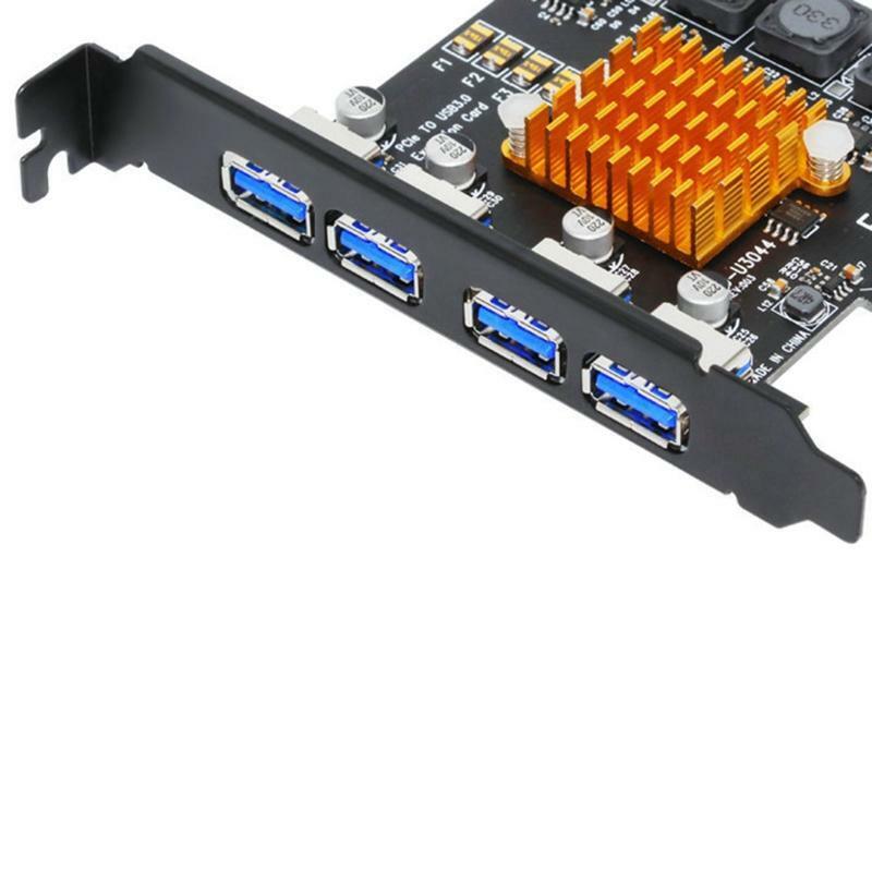 FAST USB 3.0 PCI-E PCIE 4 PORTS Express Expansion Card Adapter 8A Power+Heatsink