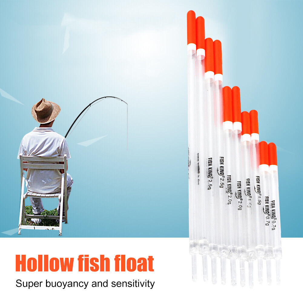 10pcs/Set Transparent Fishing Floats Plastic Hollow Stick Buoy Tube Waggler