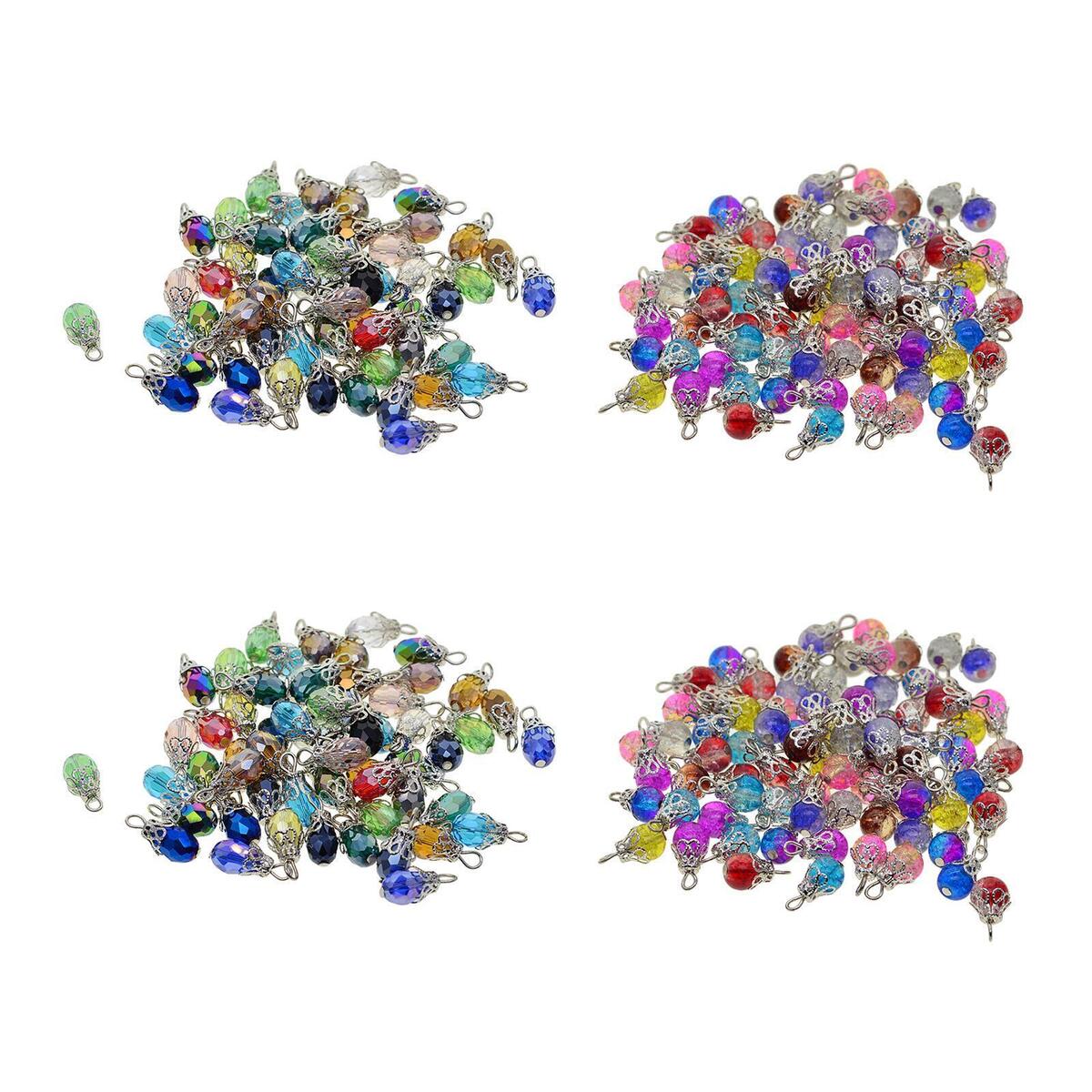 200x Crystal  Bead Charms Multicolor Gems Pendants Jewelry Making Decor