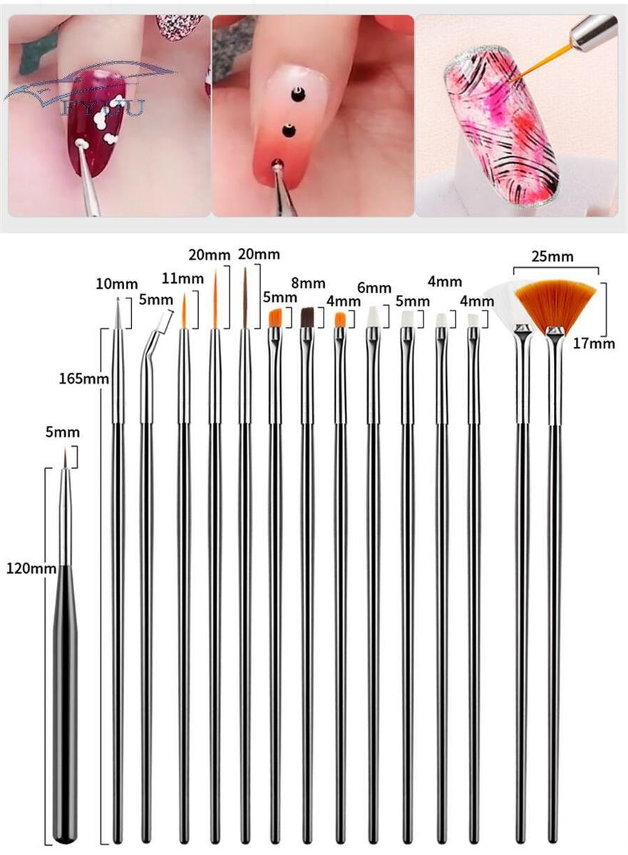20pcs/set Nail Art Gel Design Pen Painting Polish Brush Dotting Drawing Tool Set