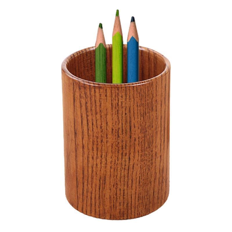 Multipurpose Wooden Round Pen Holder Chopsticks Organizer Eco-Friendly Utensil