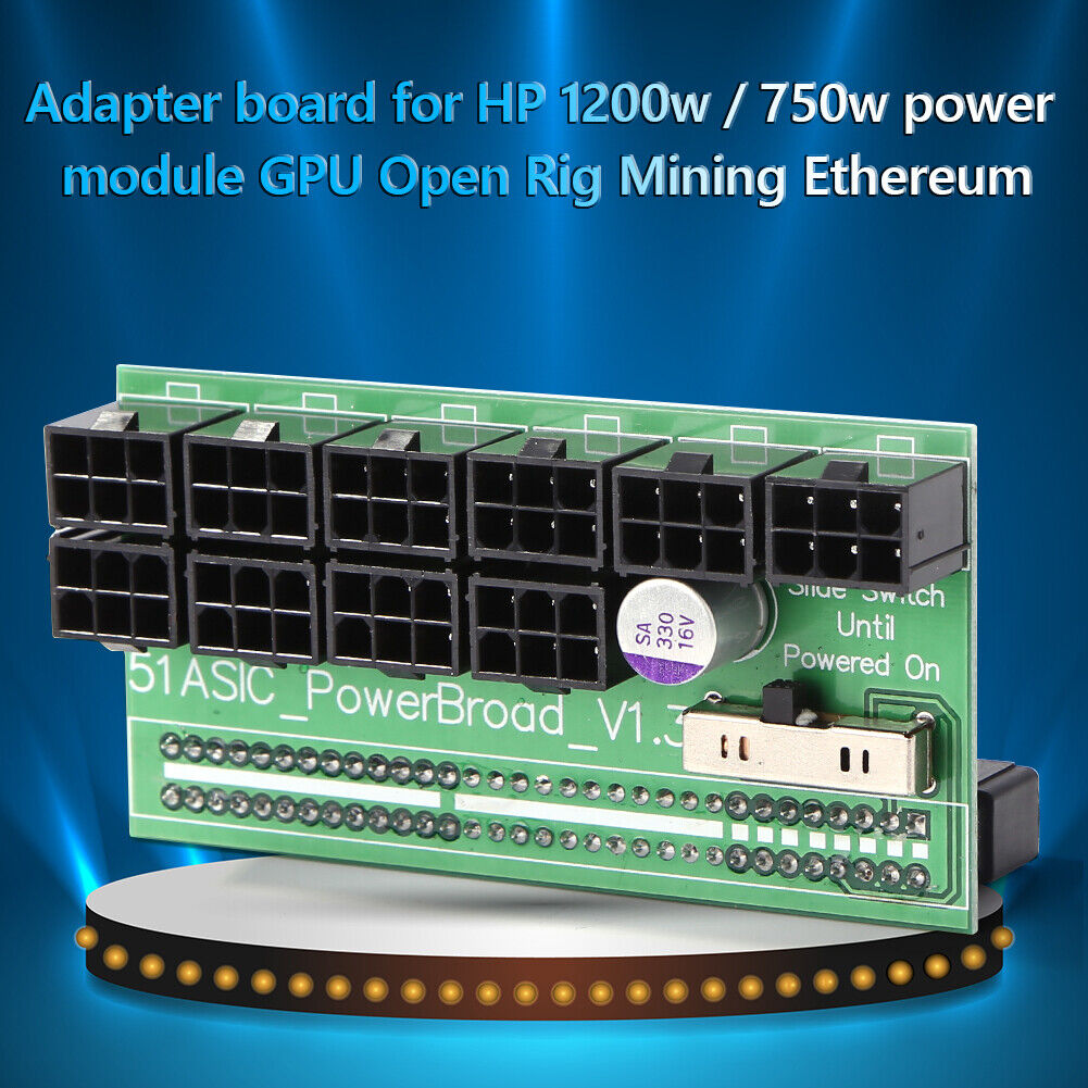 750W-1200W Power Supply Breakout Board 10 Ports PCIe 6 Pin for DPS-800GB A