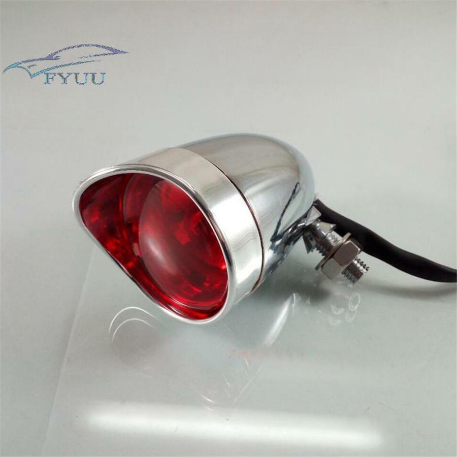 Tail Brake Light 12V Chrome Bullet Red Rear Stop Brake Metal Body Warning Lamp