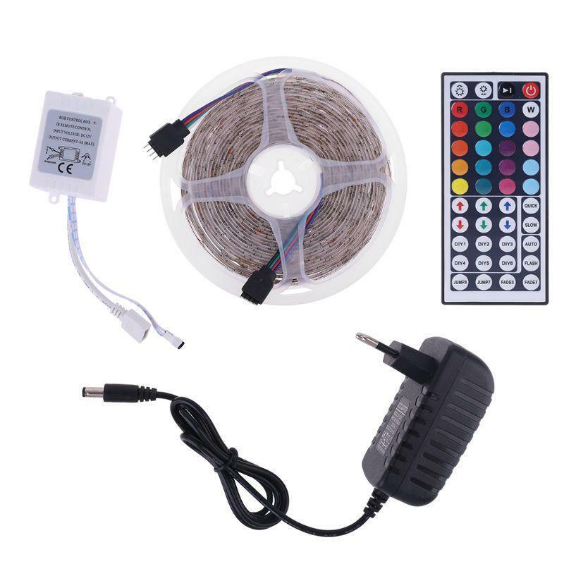 Multicolor Waterproof 5m 300 LED 3528 SMD RGB Strip Light 44 Key Remote DC 12V
