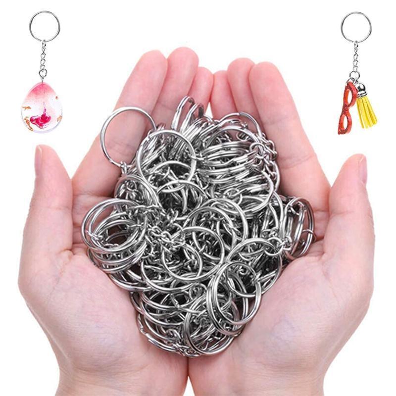 24Pcs Christmas Ornament Acrylic Clear Keychain Blanks with Keyring Chain Decor