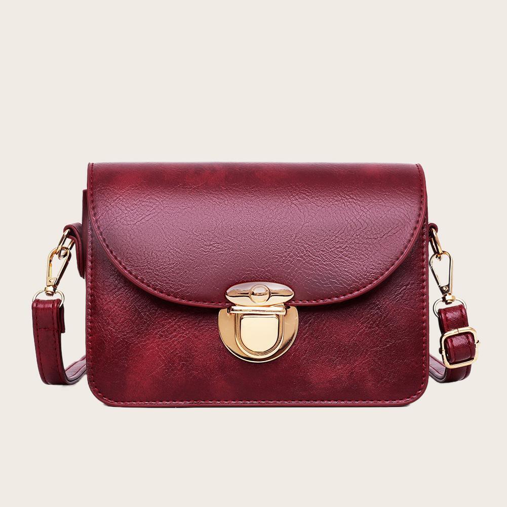 Women Crossbody Bags Leather Fashion Solid Small Shoulder Handbag (Red)