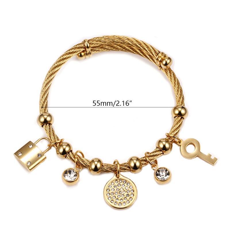 Trendy Elegant Lock and Key with Zircon Design Bracelet Girl Wristchain Unique