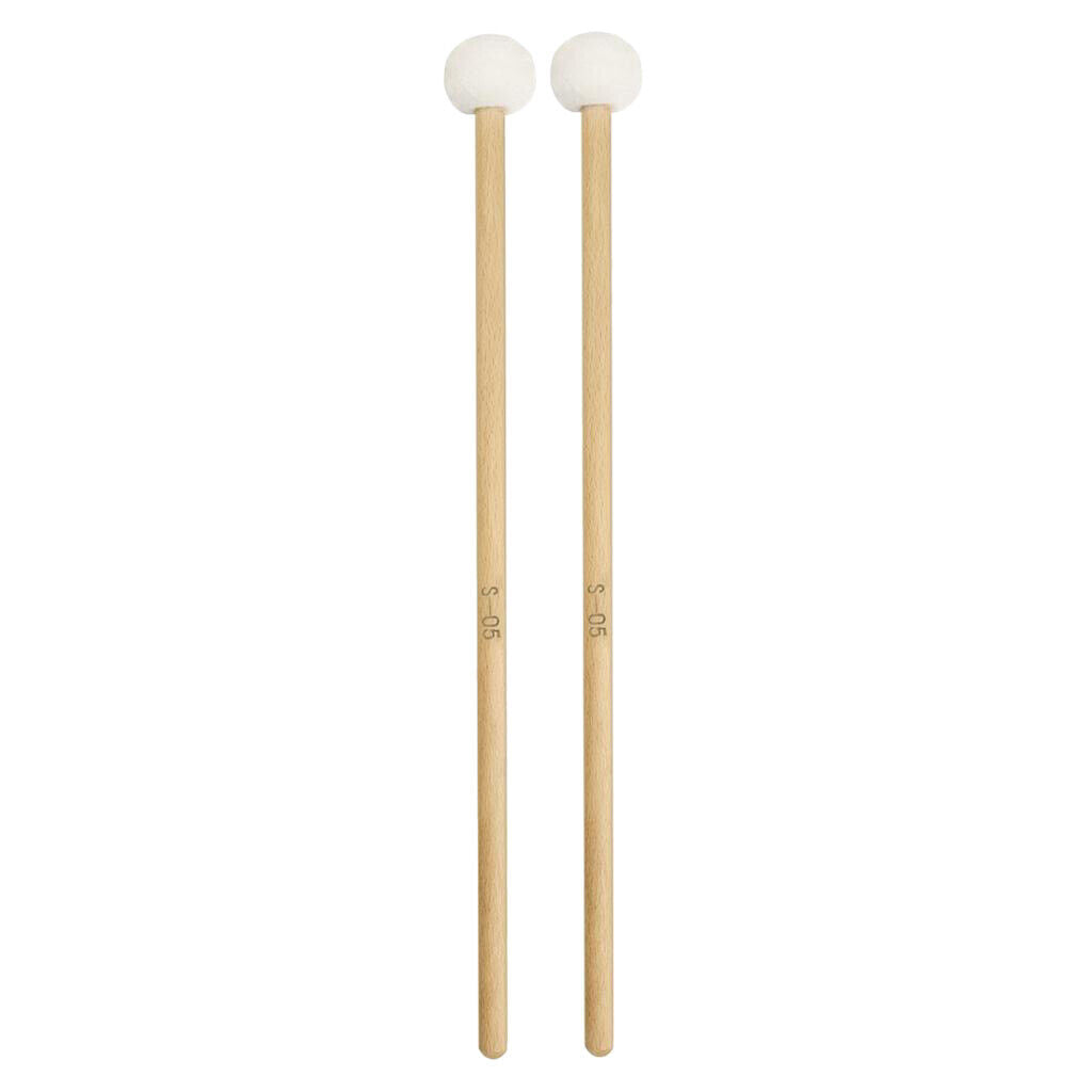 Soft Felt Head White Wooden Handle Drum Sticks Timpani Mallets