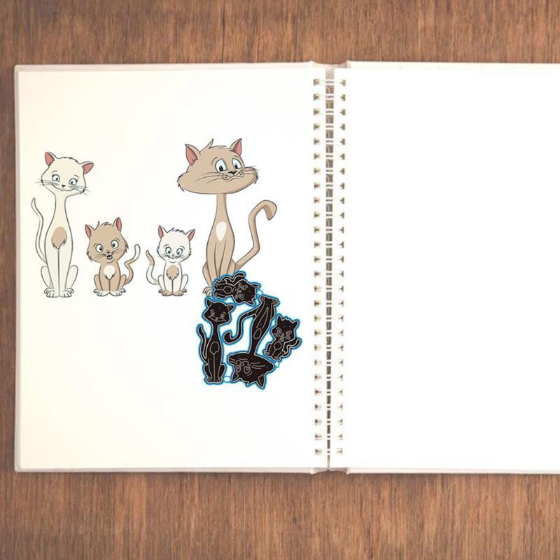Cartoon Cat Family of Four Carbon Steel Cutting Dies DIY Scrapbooking Photo