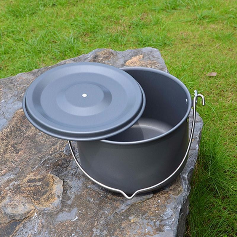 Aluminum Alloy Camping Picnic Hanging Pot Large Capacity Outdoor Tableware Pots