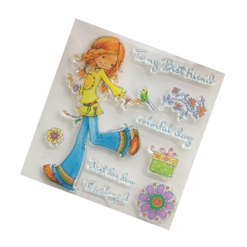 Girl Flower Clear Silicone Seal Stamp DIY Album Scrapbooking Photo Card Decor