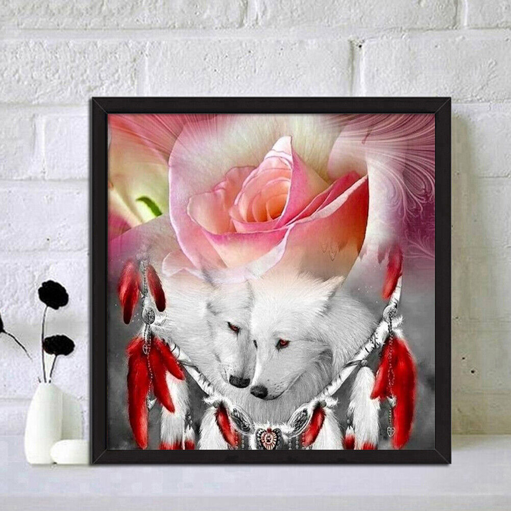Diamond Round Drill DIY Wolf Dream Catcher Picture 5D Full Art Painting Kit